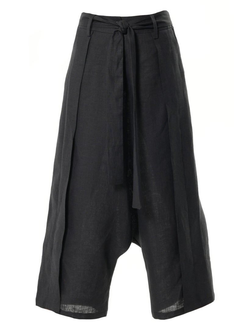 Metamorphoza Linen Drop-Crotch Pants In Black - Image 2