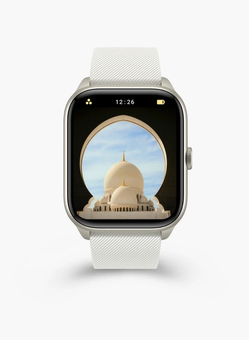 iQIBLA Quran Watch S2 Smartwatch For Unisex AMOLED Display Bluetooth Calling Watch IP67 Waterproof Fitness Watches Compatible With Android iOS Full Quran Recitation Prayer Reminder iQibla QWatch S2 Smart Watch iQibla Watch White - Image 1