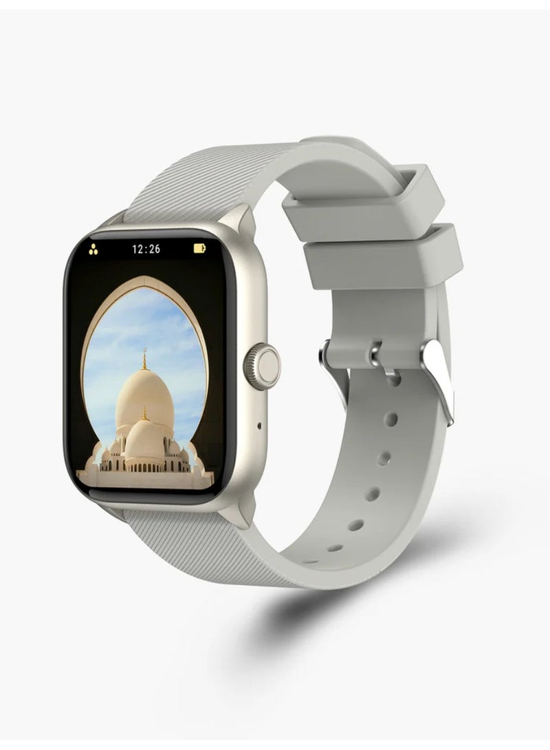 iQIBLA Quran Watch S2 Smartwatch For Unisex AMOLED Display Bluetooth Calling Watch IP67 Waterproof Fitness Watches Compatible With Android iOS Full Quran Recitation Prayer Reminder iQibla QWatch S2 Smart Watch iQibla Watch White - Image 2