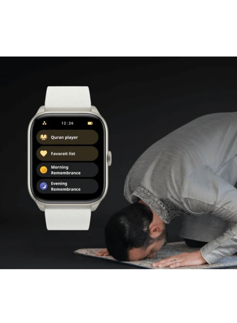 iQIBLA Quran Watch S2 Smartwatch For Unisex AMOLED Display Bluetooth Calling Watch IP67 Waterproof Fitness Watches Compatible With Android iOS Full Quran Recitation Prayer Reminder iQibla QWatch S2 Smart Watch iQibla Watch White - Image 5