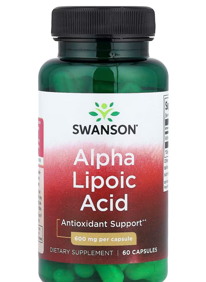 SWANSON Alpha Lipoic Acid, 600 mg, 60 Capsules - Image 1
