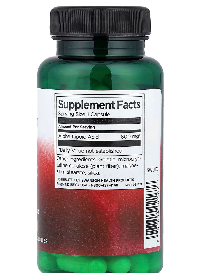 SWANSON Alpha Lipoic Acid, 600 mg, 60 Capsules - Image 2