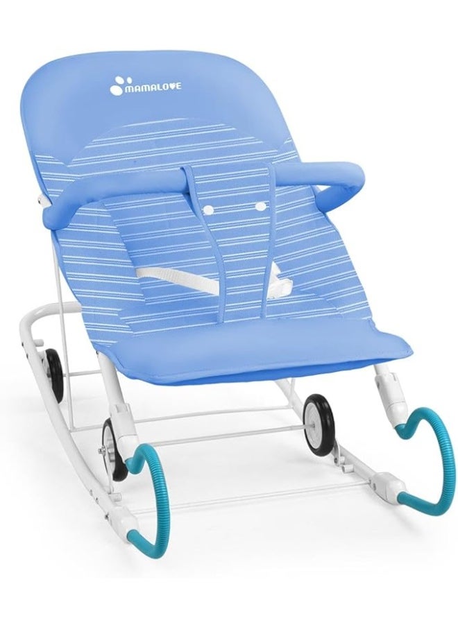 Mamalove Mamalove Adjustable Rocking & Rolling Chair for Toddlers and Preschoolers – Ergonomic Seat with Headrest, Footrest & Dual Spring Safety | Lightweight & Comfortable, (Blue without canopy)  - Image 1