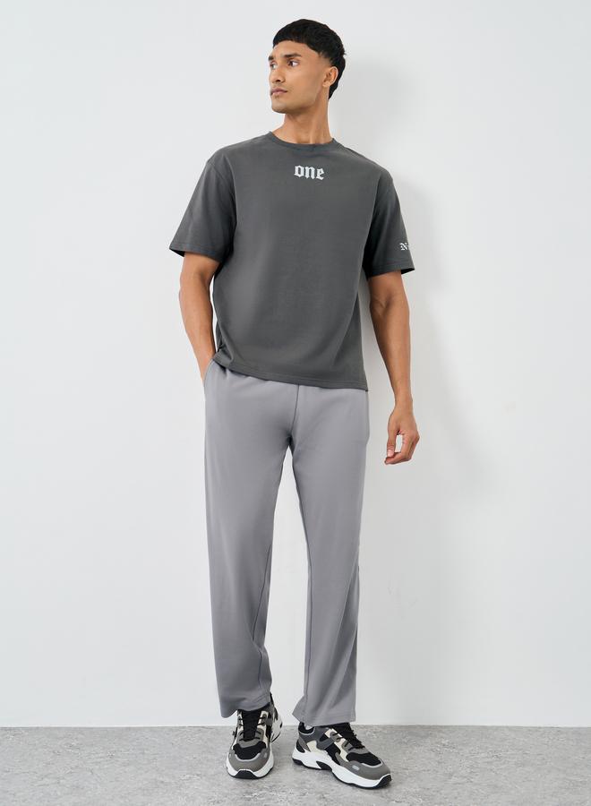 Styli Placement Print Crew Neck Oversized T-Shirt - Image 2