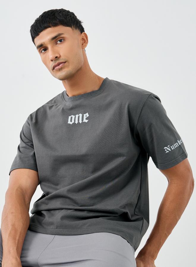 Styli Placement Print Crew Neck Oversized T-Shirt - Image 1