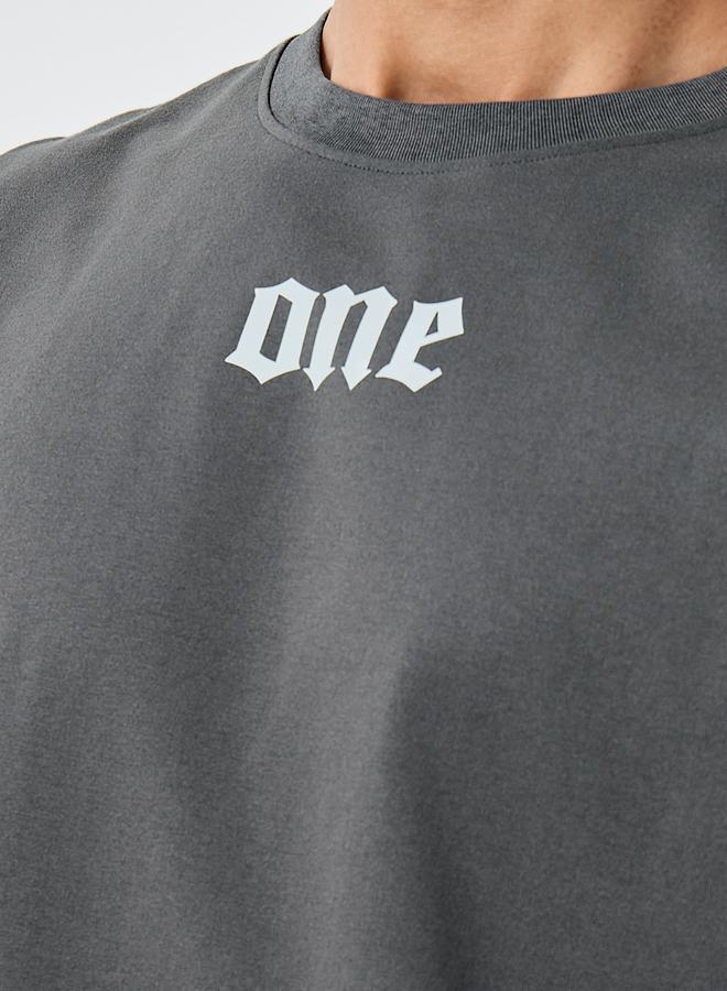 Styli Placement Print Crew Neck Oversized T-Shirt - Image 4