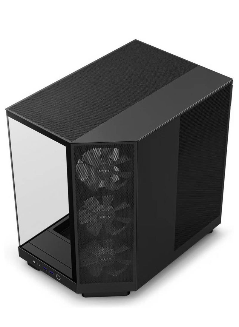 NZXT - NZXT H6 Flow RGB Compact Dual-Chamber Airflow Mid-Tower ATX Case, Panoramic Glass Panels, Up to 360 mm Radiator & 3x 120mm RGB Fans, Cable Mgt, USB-C 3.2 / USB-A 3.2, Black - Image 1