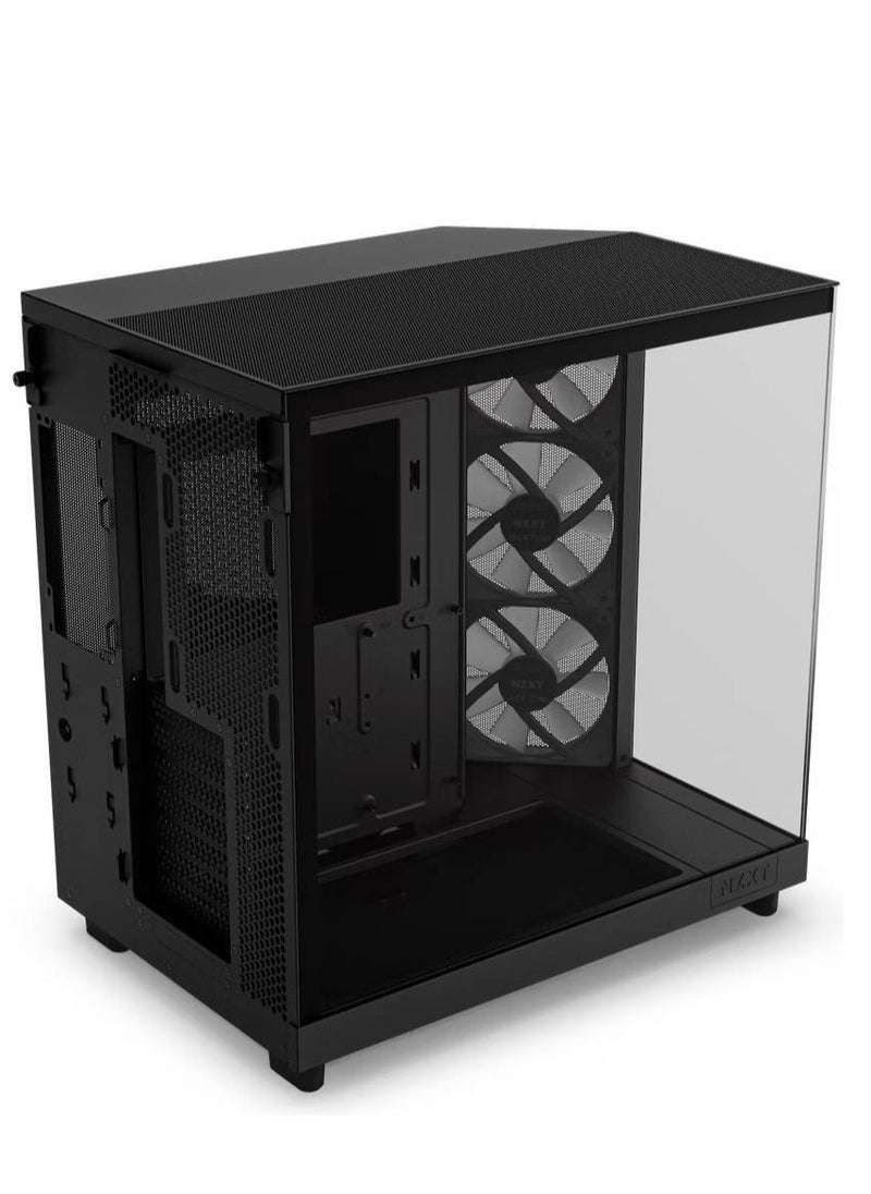 NZXT - NZXT H6 Flow RGB Compact Dual-Chamber Airflow Mid-Tower ATX Case, Panoramic Glass Panels, Up to 360 mm Radiator & 3x 120mm RGB Fans, Cable Mgt, USB-C 3.2 / USB-A 3.2, Black - Image 1