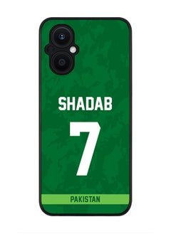 Rugged Black Edge Case for Oppo Reno7 Z , Slim fit Soft Case Flexible Rubber Edges Thin Cover - Player Name - Shadab Khan, Jersey Number- 7