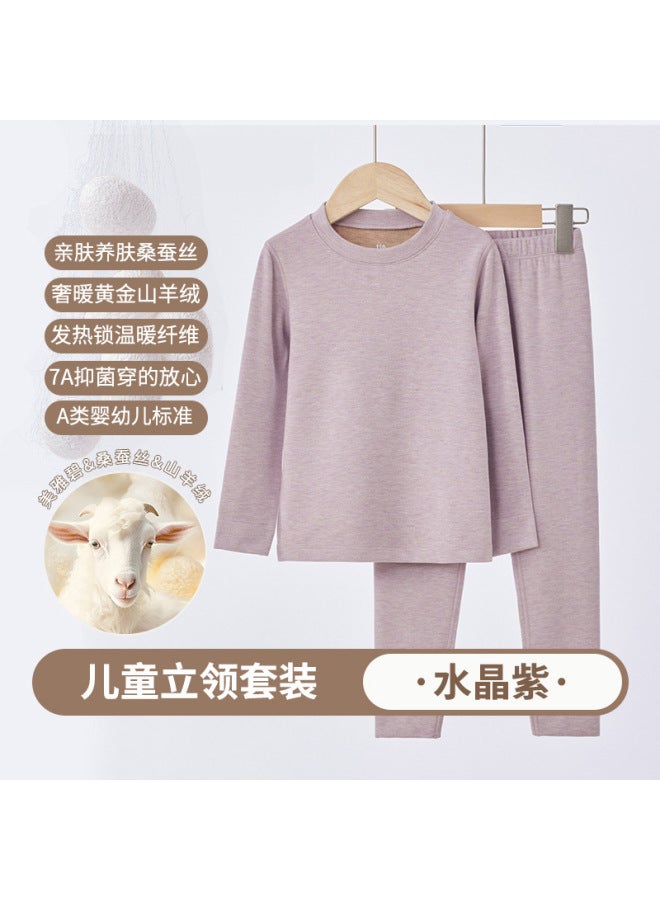 Children's Velvet Thermal Underwear For Girls And Boys Suit Thickened Silk Cashmere 7a Bacteriostatic Thermal Clothes Autumn Clothes And Pants