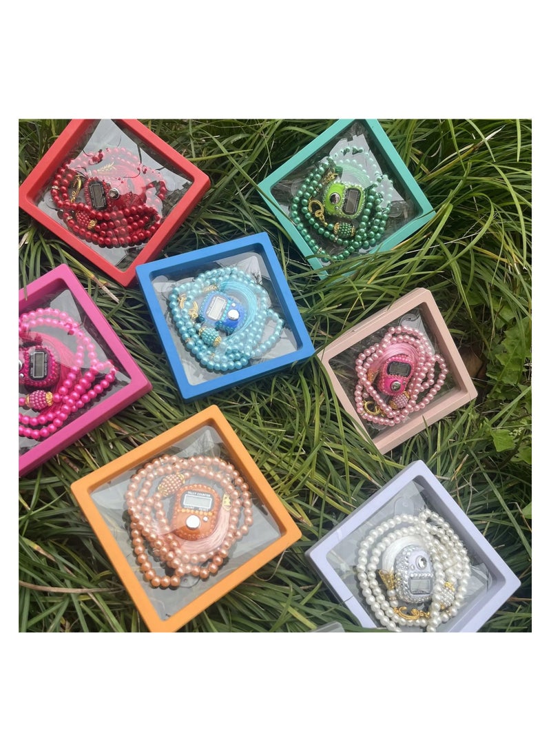 عداد رقمي يدوي الصنع من الزجاج 99 مسبحة مع علبة حافظة مسبحة مسبحة إسلامية - Image 2