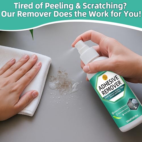 Balldanlu Adhesive Remover Spray, 4.06 Oz Glue Remover with Plastic Scraper and Towel, Surface Safe Sticky Stuff Remover for Car, Windows, Floor, Sticker Remover (1, GREEN) - Image 5