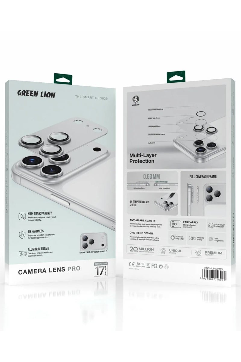 GREEN LION iPhone 17 Pro Max Camera Lens with Multi-Layer Protection / Aluminum Alloy Edge / High Transparency / Dustproof - Blue Titanium