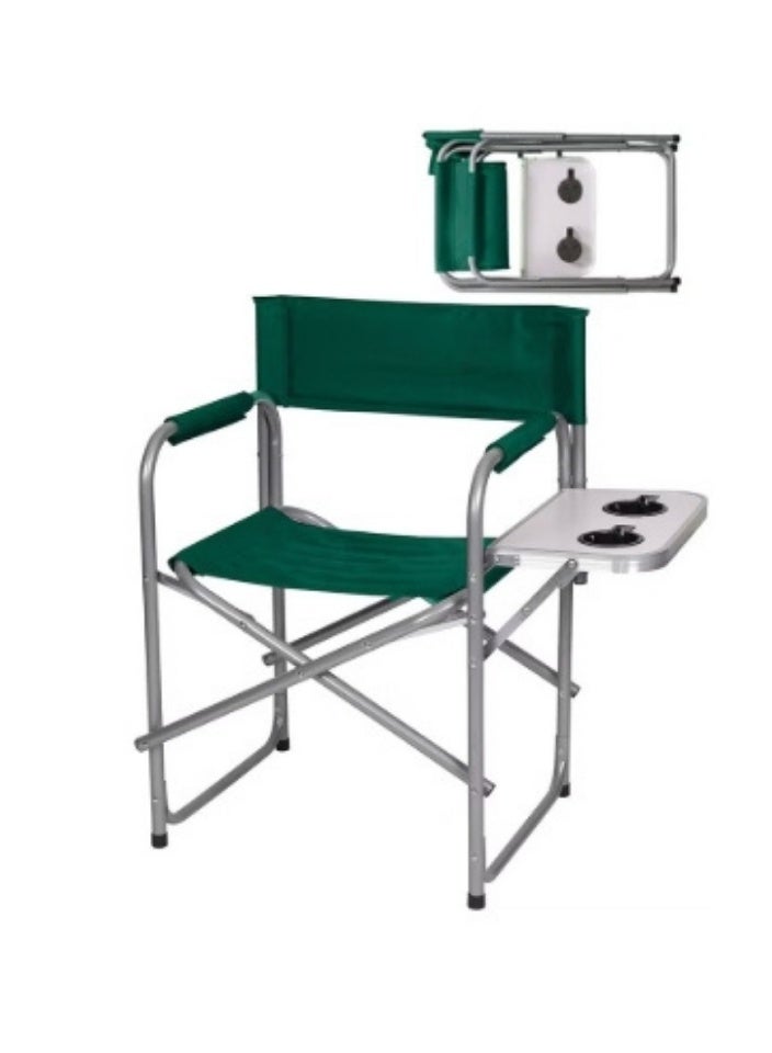 سمارت هوم كرسي قابل للطي مزود بجيب تخزين و طاولة جانبية مع مدخلين للكاسات للتخييم و الرحلات - Image 1