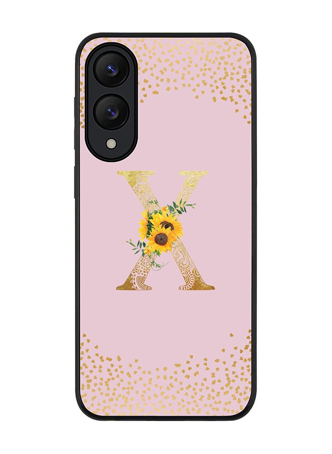 Stylizedd For Samsung Galaxy S25 Edge Case,Slim fit Camera Protection, Shockproof Thin Phone cover  - Custom Floral Monogram - X  (Pink )