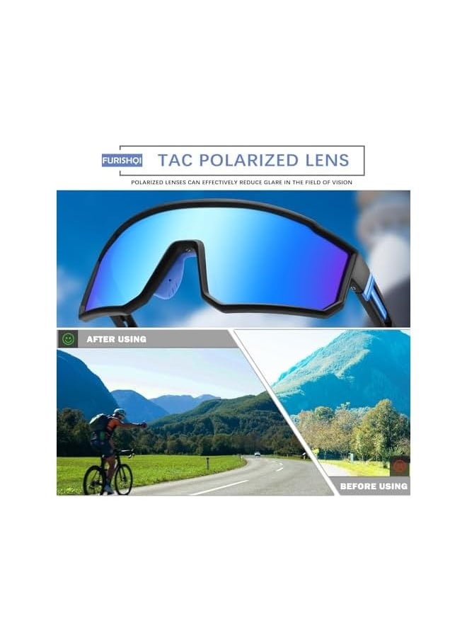 PROMASS Polarized Sports Sunglasses, UV400 Protection Running Mountain Bike Sun Glasses, for Men Women Fishing Running Cycling, with Glasses rope Strap UV Protection Big Frame Goggles (2 PCS)  - Image 3