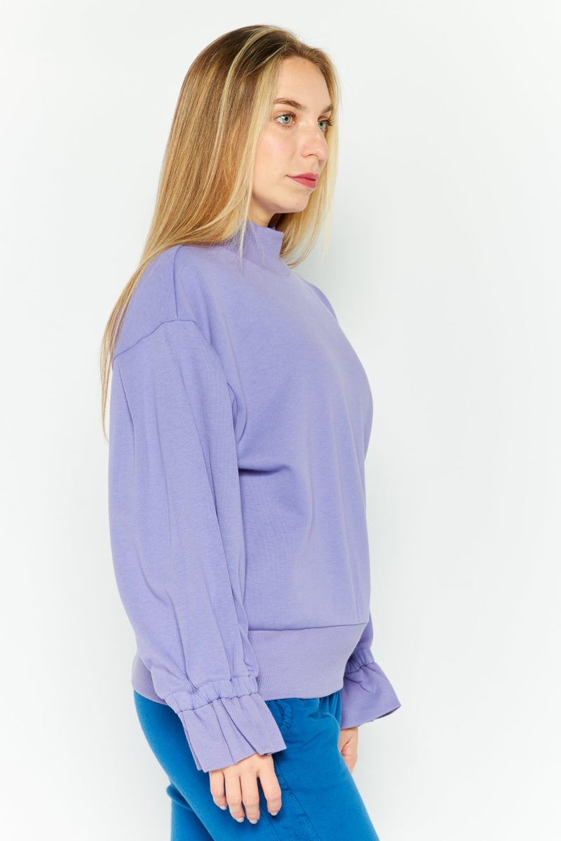 SKECHERS Women Sportswear Fit Long Sleeve Outdoor Sweatshirt, Purple - Image 3