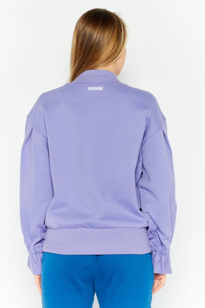 SKECHERS Women Sportswear Fit Long Sleeve Outdoor Sweatshirt, Purple - Image 4