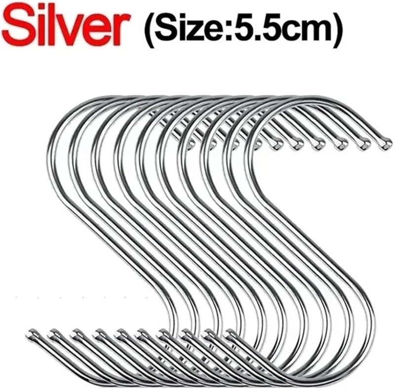 S Shape Hooks Stainless Steel 20pcs Small Hanging Rack For Clothes Towels Plants Kitchen Bedroom - Image 3
