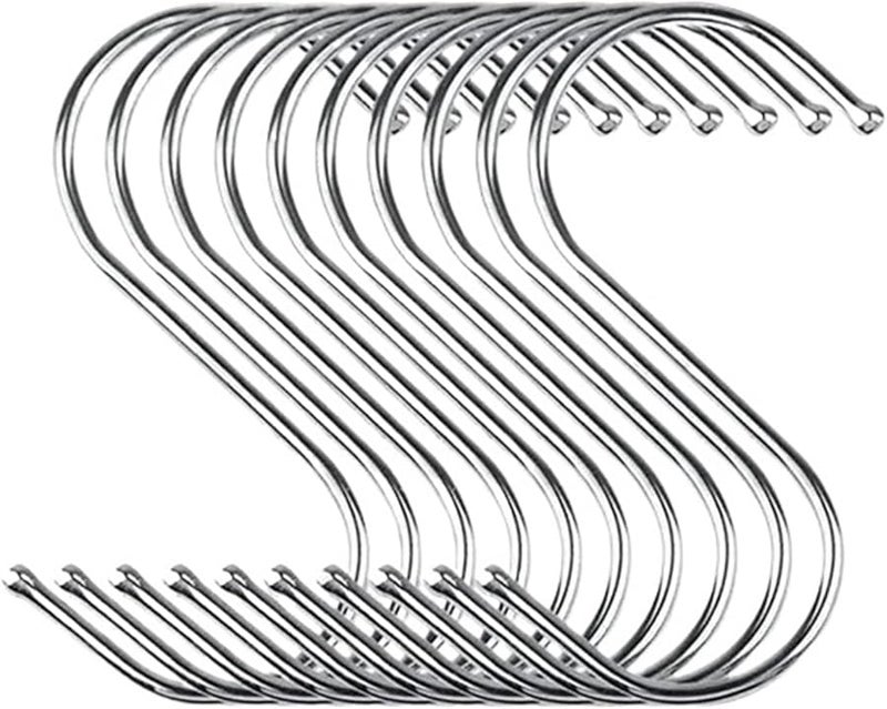 S Shape Hooks Stainless Steel 20pcs Small Hanging Rack For Clothes Towels Plants Kitchen Bedroom - Image 2