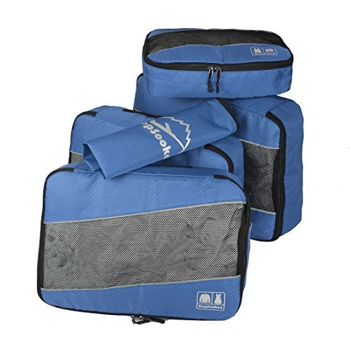 Hopsooken 5 Set Packing Cubes for Travel Large Suitcase Luggage Organizer Bags Travel Accessories Vacation 4 Cubes 1 Laundry Pouch Bag(Darkblue) - Image 3
