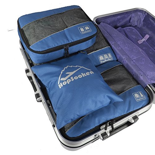Hopsooken 5 Set Packing Cubes for Travel Large Suitcase Luggage Organizer Bags Travel Accessories Vacation 4 Cubes 1 Laundry Pouch Bag(Darkblue) - Image 4