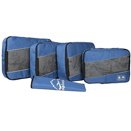 Hopsooken 5 Set Packing Cubes for Travel Large Suitcase Luggage Organizer Bags Travel Accessories Vacation 4 Cubes 1 Laundry Pouch Bag(Darkblue) - Image 2