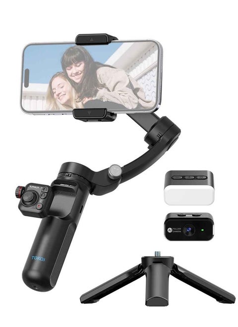 M02 Mobile Phone Stabilizer 3-axis Foldable Gimbal with Removable Magnetic Remote Control for Android iPhone 15 Pro Max Vlog