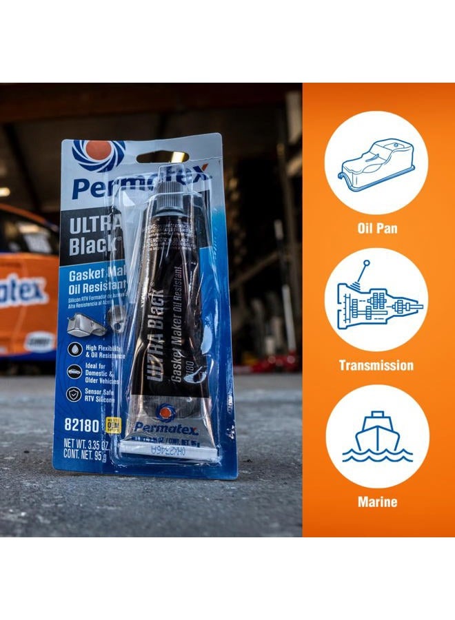 Permatex 82180 Ultra Black Maximum Oil Resistance RTV Silicone Gasket Maker, Sensor Safe And Non-Corrosive, For High Flex And Oil Resistant Applications 3 oz  - Image 4