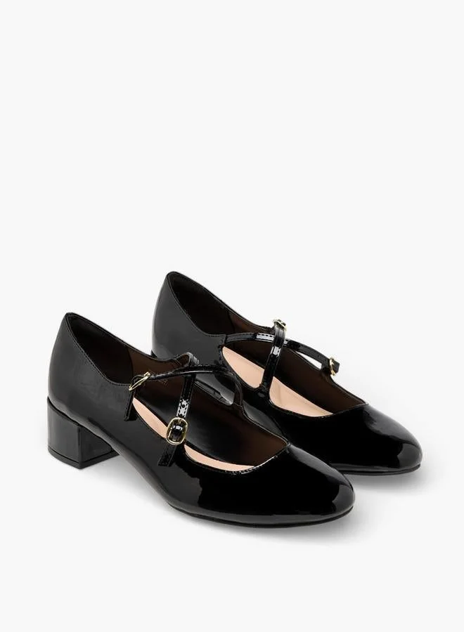 Celeste Women Buckle Closure Block Heel Shoes