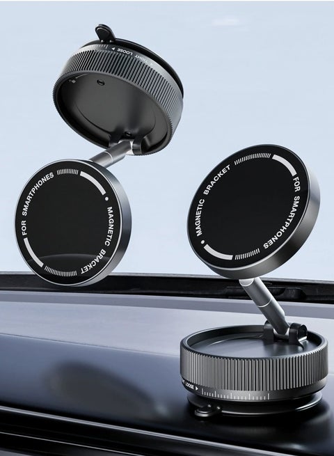 Magnetic Car Phone Holder - Super Strong Grip 360° Rotatable Mobile Stand for Car Dashboard, Compatible with MagSafe iPhone & Android, Multi-Scene Use on Mirror, Office, Kitchen (Black)