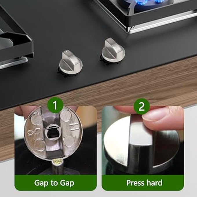 6 قطع مقابض طباخ 6 مم مقابض موقد غاز استبدال قطع الغيار سبائك الزنك مع سطح مصقول استبدال عالمي لموقد غاز فرن شواية 0 زاوية 6 مم فتحة عمود فضية - Image 5