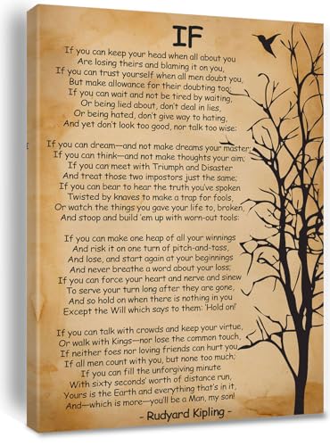 If Kipling Poem Wall Art Rudyard Kipling Inspirational Poster Canvas Wall Art For Home Office Decor Framed 8 12 inch