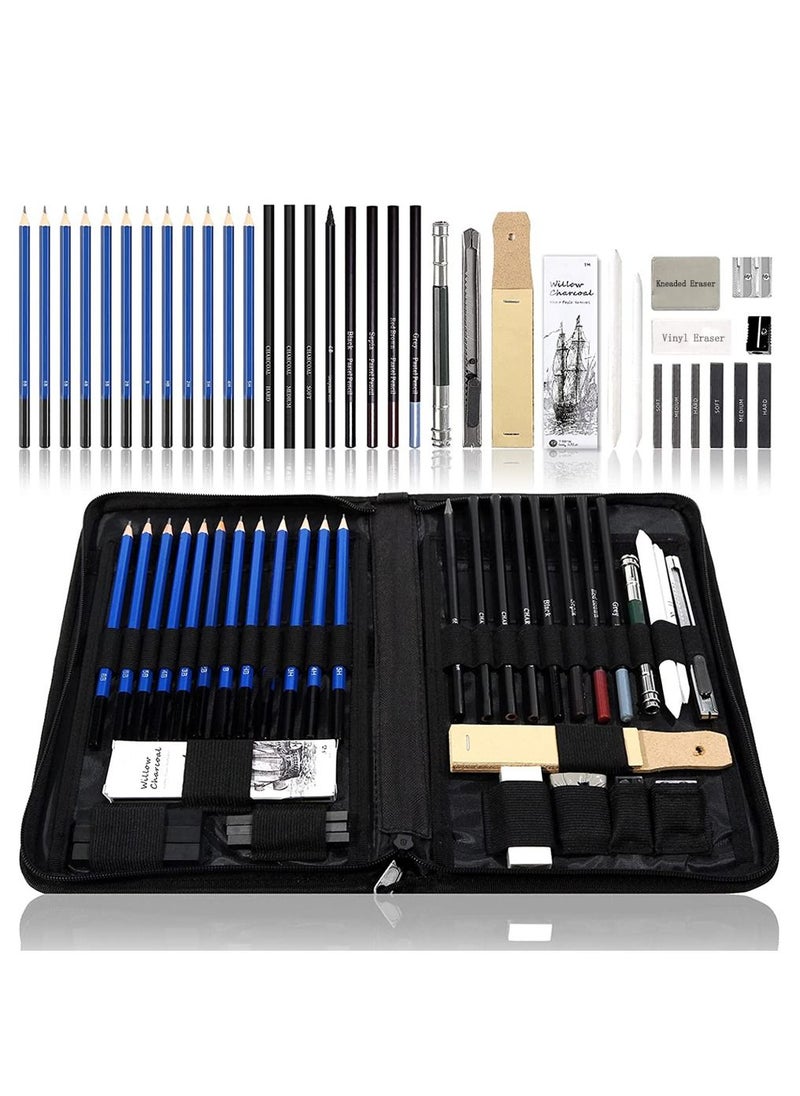 Arabest - Drawing Pencils Set, 40-Piece Sketch Pencils and Drawing Kit Complete Artist Kit Includes Graphite Pencils, Pastel Pencils, Sharpener & Eraser, Professional Sketching Pencils Set for Drawing - Image 1