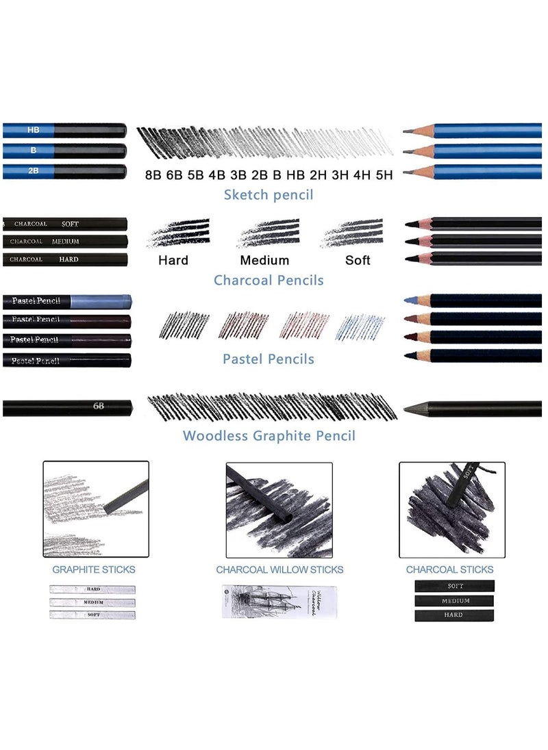 Arabest - Drawing Pencils Set, 40-Piece Sketch Pencils and Drawing Kit Complete Artist Kit Includes Graphite Pencils, Pastel Pencils, Sharpener & Eraser, Professional Sketching Pencils Set for Drawing - Image 1