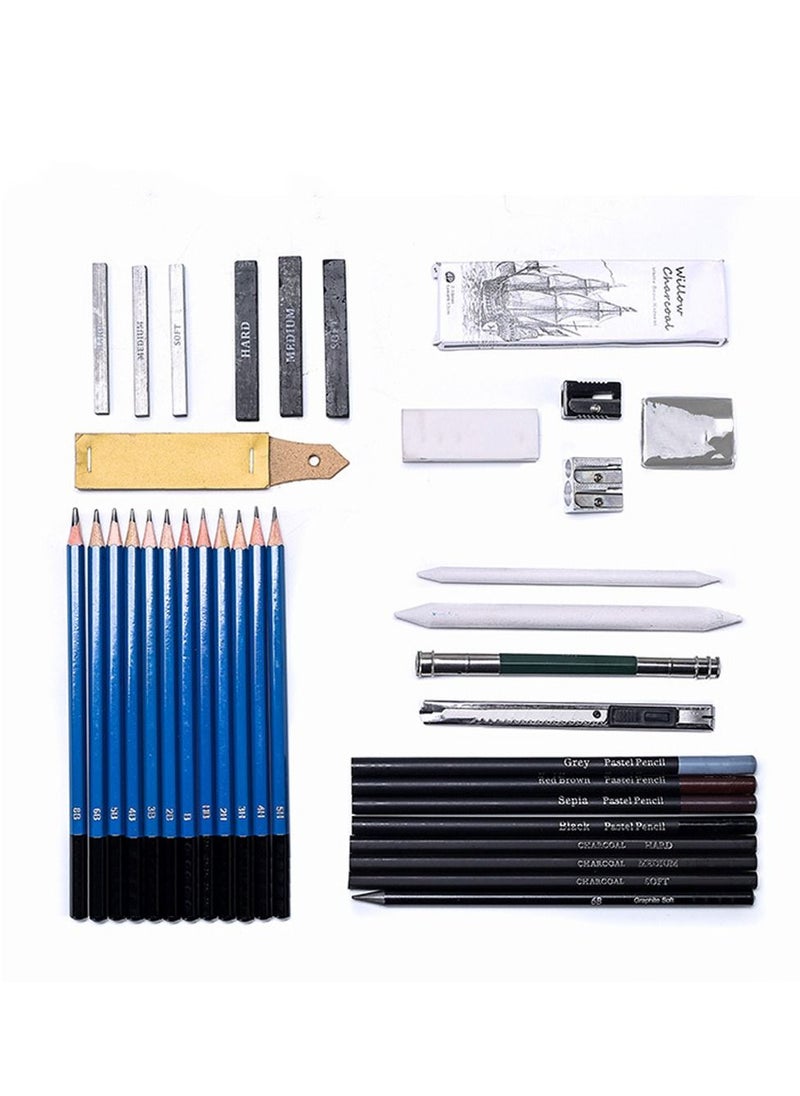 Arabest - Drawing Pencils Set, 40-Piece Sketch Pencils and Drawing Kit Complete Artist Kit Includes Graphite Pencils, Pastel Pencils, Sharpener & Eraser, Professional Sketching Pencils Set for Drawing - Image 1