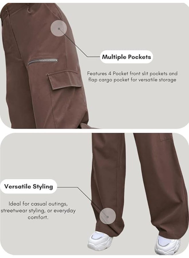 GRECIILOOKS Cargo Pants For Woman | Trousers For Womans |High Waist Trouser for Women – Flared Parachute Pants with Side Pockets |Womens Cargo Pant | Elegant for College & Events (pack of 2) - Image 4