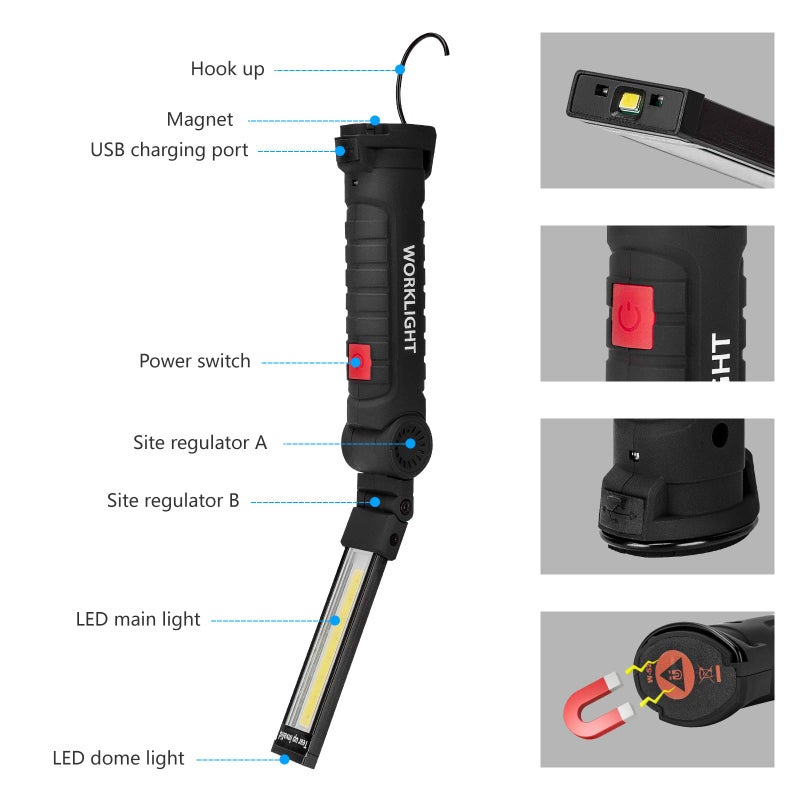 Lmaytech Tool Gifts for Men 2Pack Rechargeable LED Work Lights with Magnetic Base, 360° Rotation,Versatile Lighting for Repairs, Outdoors,Christmas Gifts,Stocking Stuffers Mens Gifts - Image 4