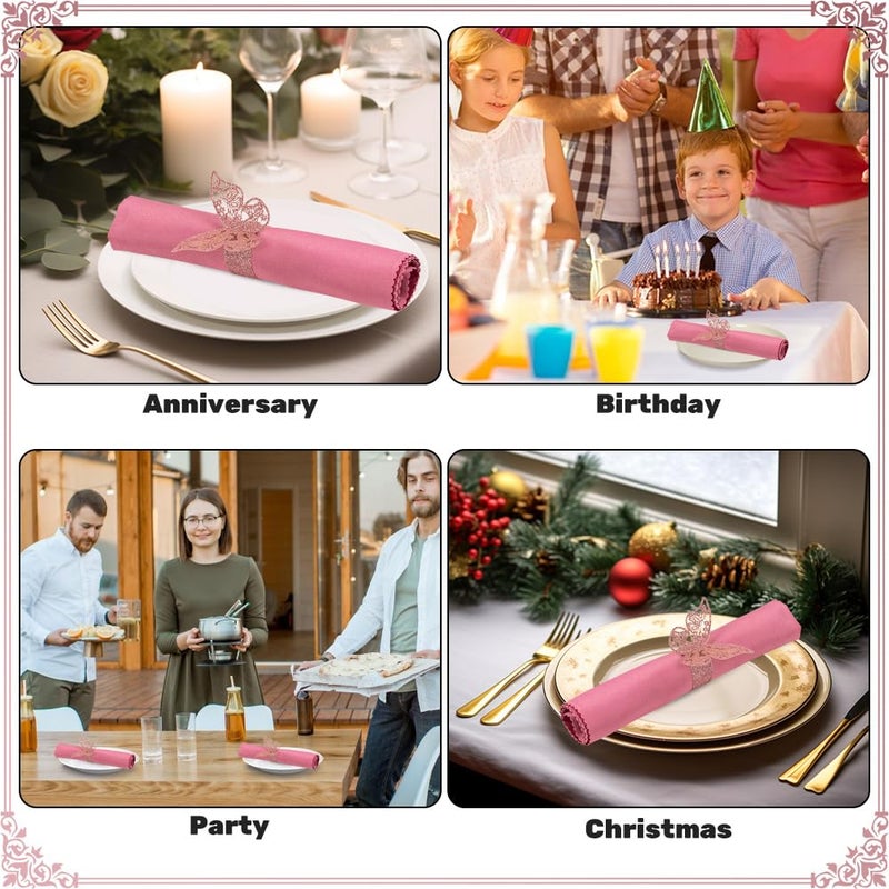 NPKRRSK 100pcs Napkin Rings 3D Butterfly Shape Frosted Paper Napkin Holder for Birthday Dining Weddings Anniversary Restaurant Party Banquet Table Decor - Image 2