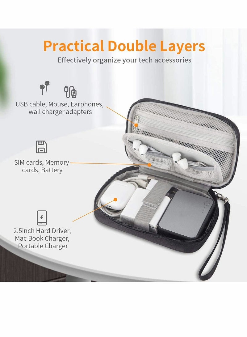 SYOSI Small Electronic Organizer Cable Bag Travel Portable 2 PCS Electronic Accessories Storage Bag Soft Carrying Case Pouch for Hard Drive Cord Charger Earphone USB SD Card - Image 3