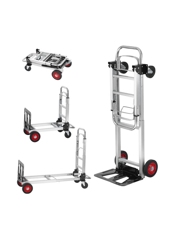 Folding Hand Truck, 2 in 1 Design 400 lbs Capacity, Heavy Duty Industrial Collapsible cart, Dolly Cart with Rubber Wheels for Transport and Moving in Warehouse, Supermarket, Garden - Image 1