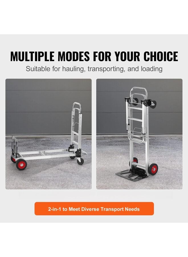 Folding Hand Truck, 2 in 1 Design 400 lbs Capacity, Heavy Duty Industrial Collapsible cart, Dolly Cart with Rubber Wheels for Transport and Moving in Warehouse, Supermarket, Garden - Image 4