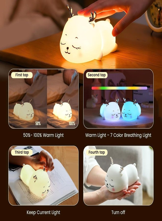 Swarush Kids Panda Night Light - Silicone Nursery Lamp for Baby and Toddler, Animal Lamp for Boys and Girls, Squishy Bedroom Light, Cute Deer Lamp for Kids Room - Image 4