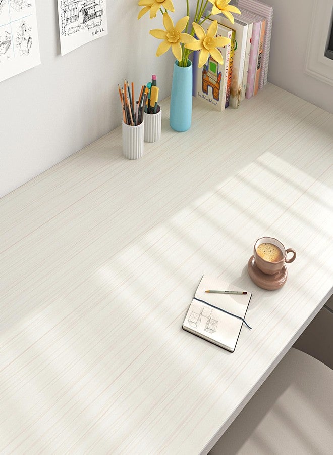 FunStick Thick Beige White Wood Contact Paper for Countertops Cabinets Waterproof Removable White Wood Wallpaper Peel and Stick Countertops Wood Grain Contact Paper for Desk Kitchen Drawers 12"x200" - Image 3
