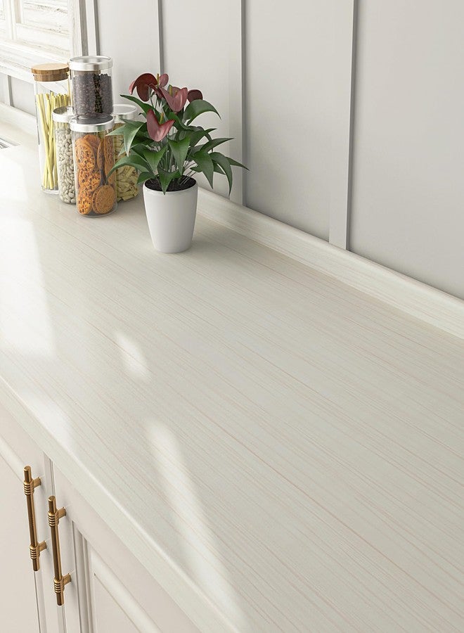 FunStick Thick Beige White Wood Contact Paper for Countertops Cabinets Waterproof Removable White Wood Wallpaper Peel and Stick Countertops Wood Grain Contact Paper for Desk Kitchen Drawers 12"x200" - Image 1
