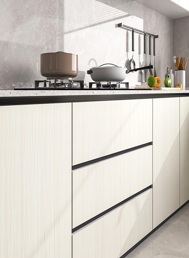FunStick Thick Beige White Wood Contact Paper for Countertops Cabinets Waterproof Removable White Wood Wallpaper Peel and Stick Countertops Wood Grain Contact Paper for Desk Kitchen Drawers 12"x200" - Image 2