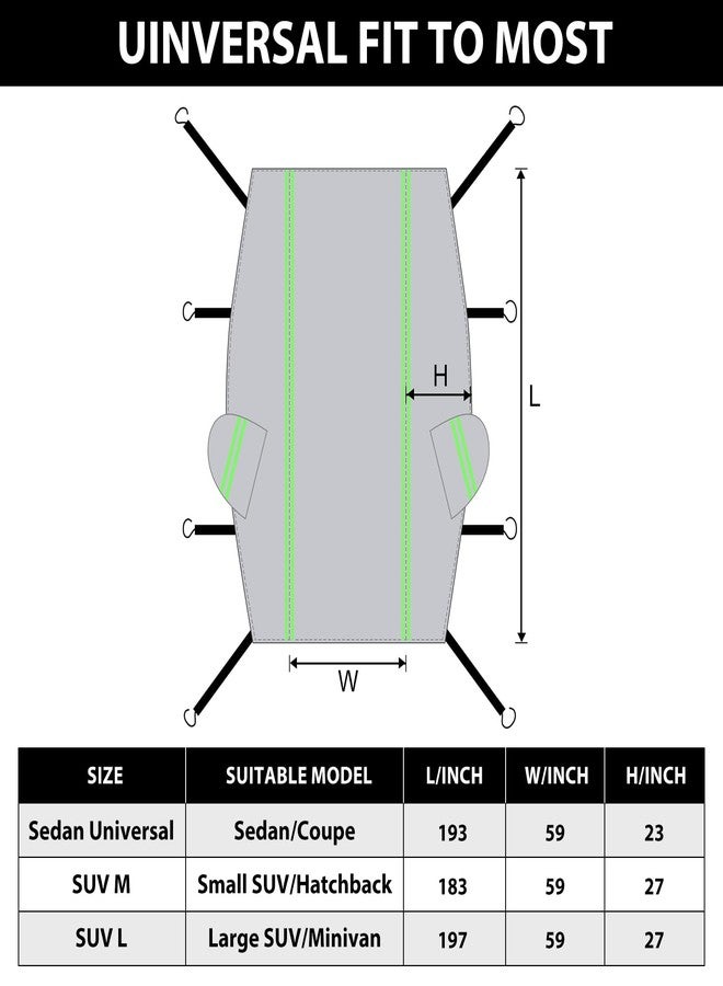 AltoCover Half Car Cover Sedan with Green Reflective Strip, Hail Protector Car Cover with Cotton Liner, Sunroof & Windshield Cover for Ice and Snow, All Weather Car Body Cover for Sun, Rain, Dust - Image 5