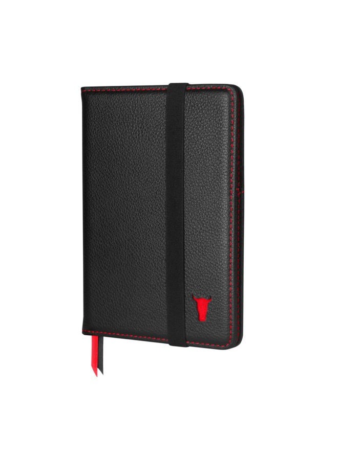 TORRO Passport Holder – Genuine Leather Passport Cover with Elasticated Closure Strap (Black) - Image 1
