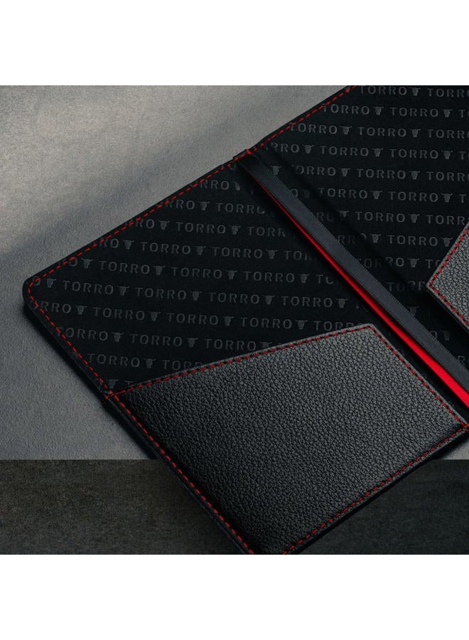 TORRO Passport Holder – Genuine Leather Passport Cover with Elasticated Closure Strap (Black) - Image 3