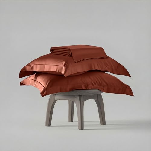 Stoa Paris Satin Bedsheet King Size with 2 Pillow Covers, 300TC Premium Bedsheets King Size, Home Decor, Ultimate Comfort, 274 cm x 228 cm, Date Night - Melted Caramel - Image 5